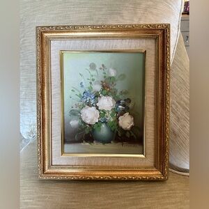 Framed Acrylic Flower Painting